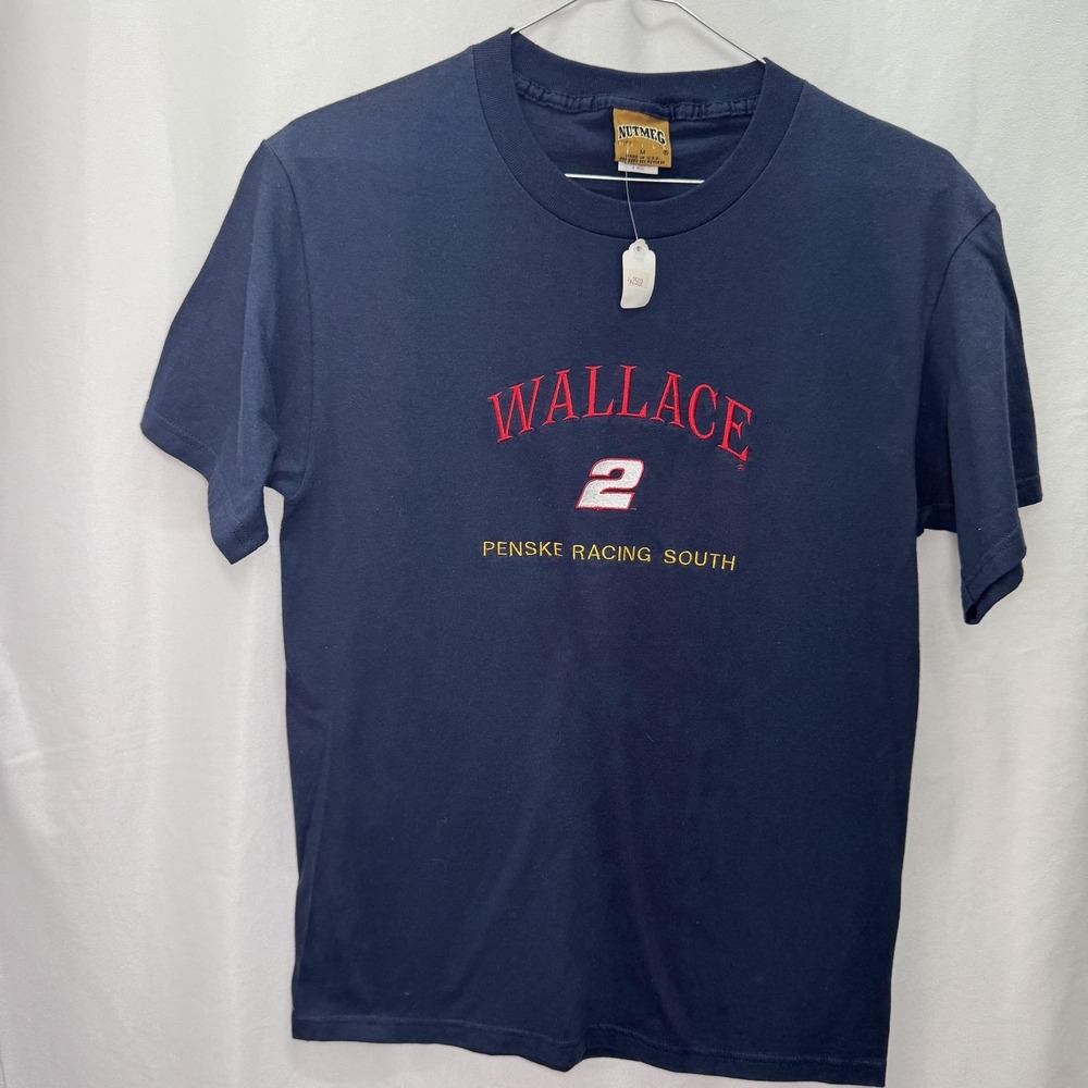 Vintage Penske‎ Racing Shirt Mens M Blue NASCAR Racing Rusty Wallace Nutmeg 90s